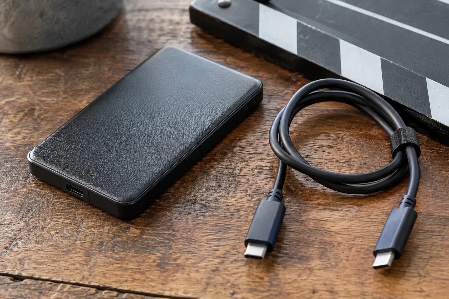 書き出し確認用のSSDと予備ケーブル